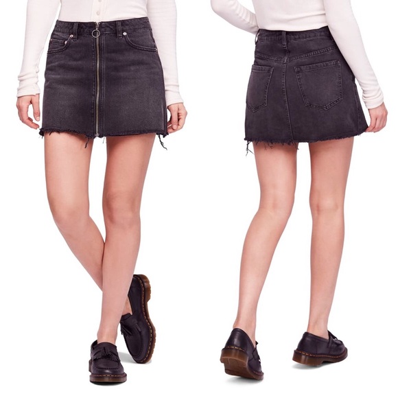 Free People Zip It Up Denim Mini Skirt - Picture 3 of 9